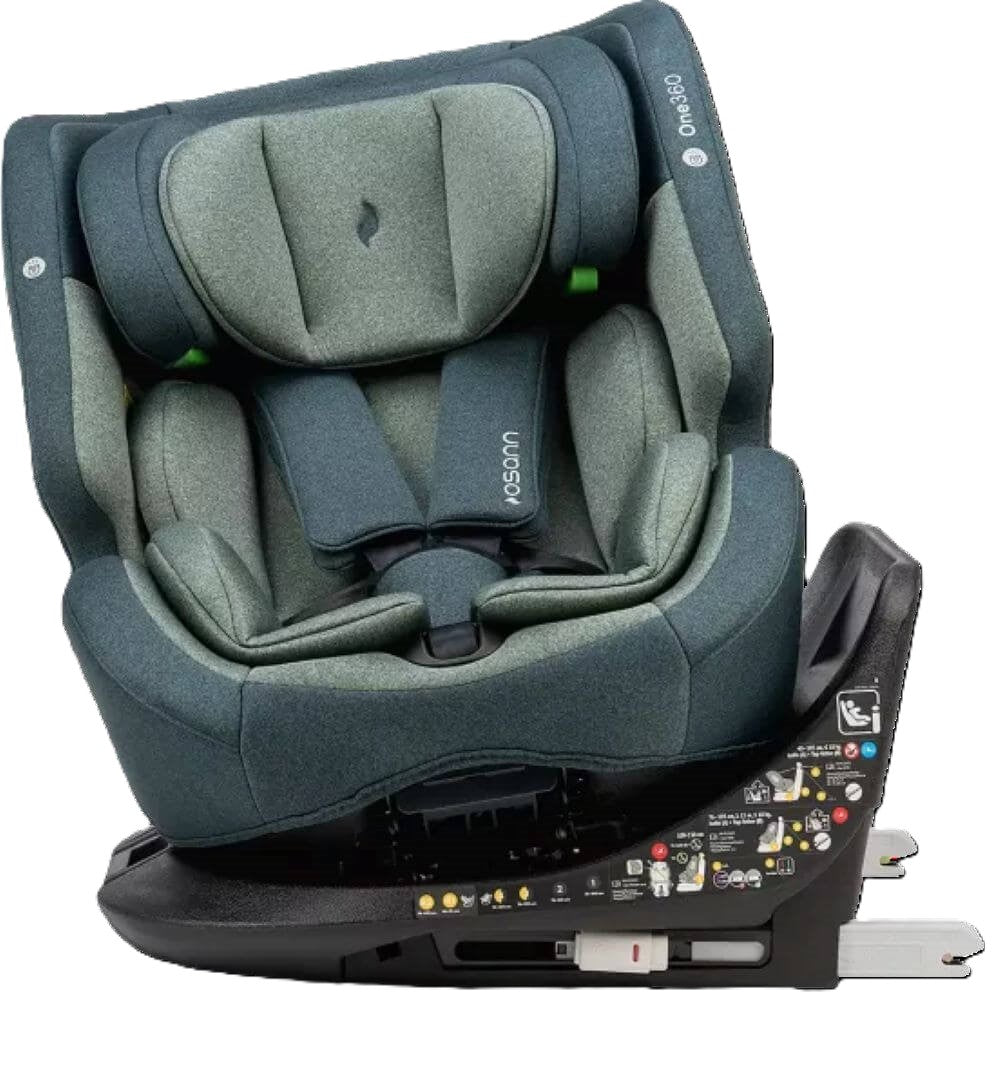 Osann ONE360° Kindersitz 40–150 cm – 360° drehbar, i-Size R129, Isofix & Top-Tether, Reboarder & vorwärtsgerichtet, 14-fach verstellbar – Universe Green