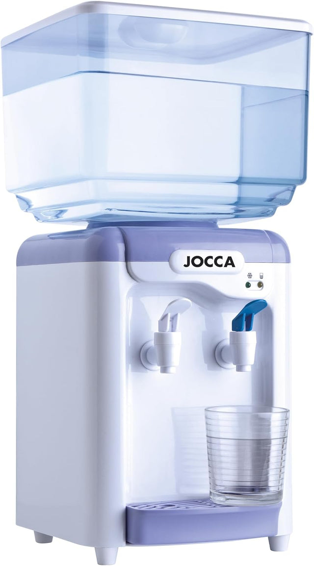 Jocca elektrischer Wasserspender in Weiß-Lila mit 7 Liter Tank auf weißem Hintergrund