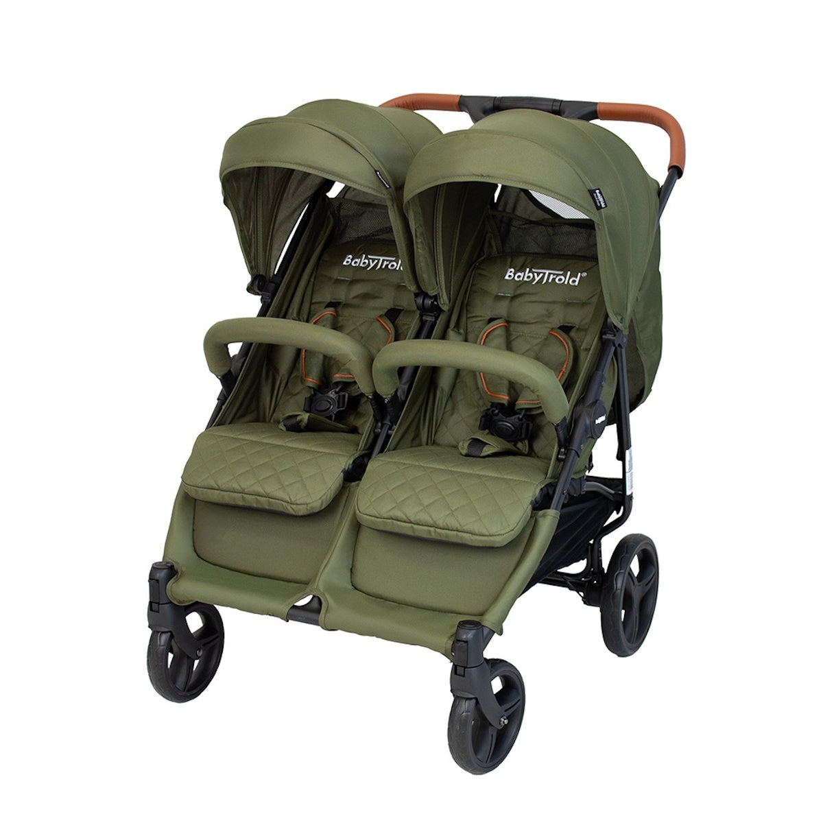 Babytrold Zwillingsuggy olive Frontansicht