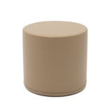 Runder Hocker in beige mit glatter, gepolsterter Oberfläche