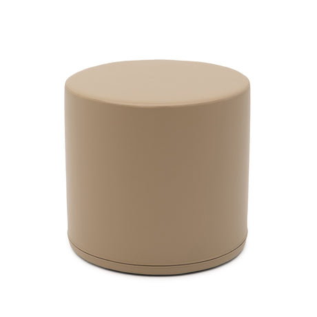 Runder Hocker in beige mit glatter, gepolsterter Oberfläche