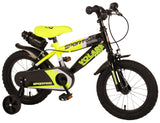 Volare Sportivo Kinderfahrrad - Jungen - 14 Zoll - Neon Gelb/Schwarz - Abnehmbare Stützräder und Flaschenhalter