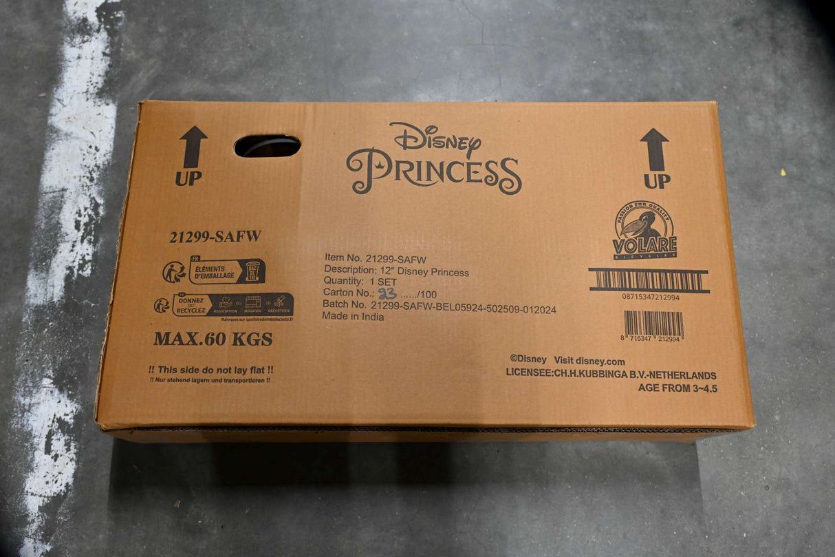 Volare Disney Princess Kinderfahrrad - Mädchen - 12 Zoll - Rosa - Zweihandbremsen
