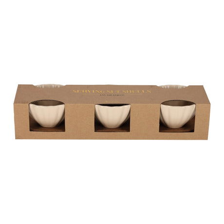 Servierschale Weiss in Muschelform in Weiss in der Verpackung von der Seite