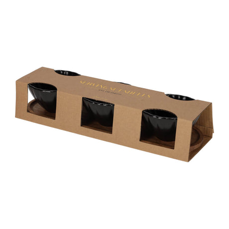 Servierschale in Muschelform in Schwarz in der Verpackung