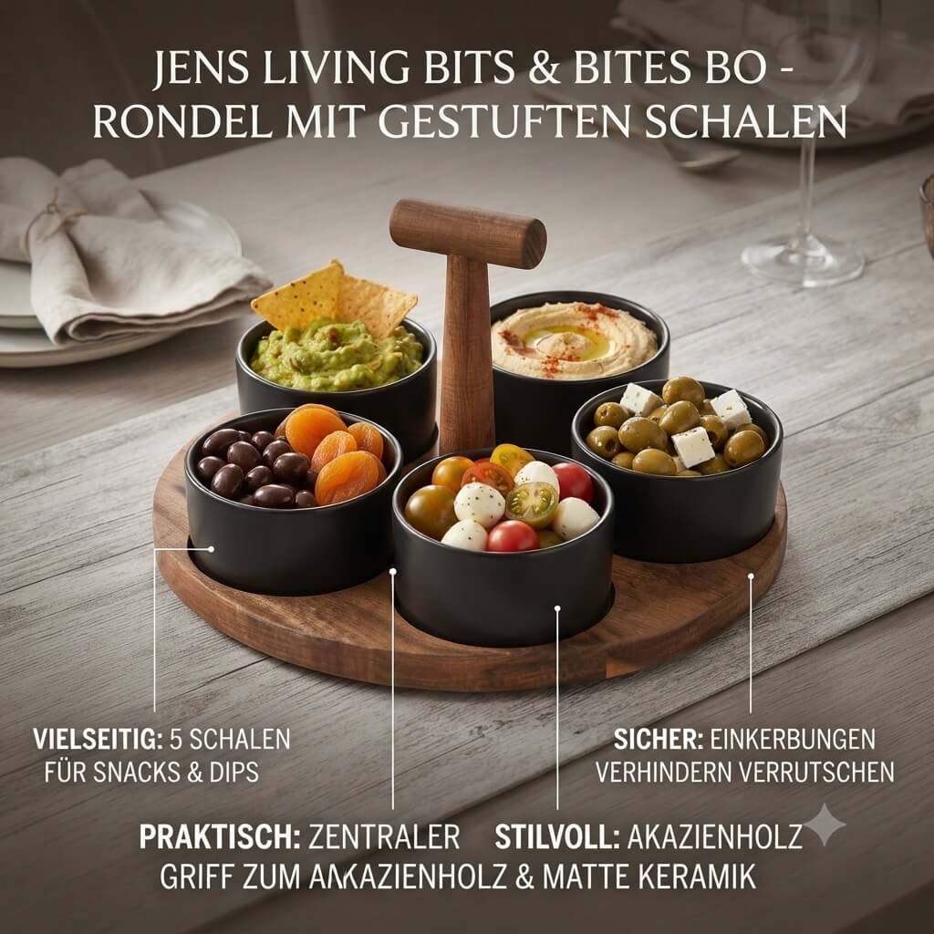 USPs Bits&amp;Bites Servierschalenset in Schwarz mit Griff
