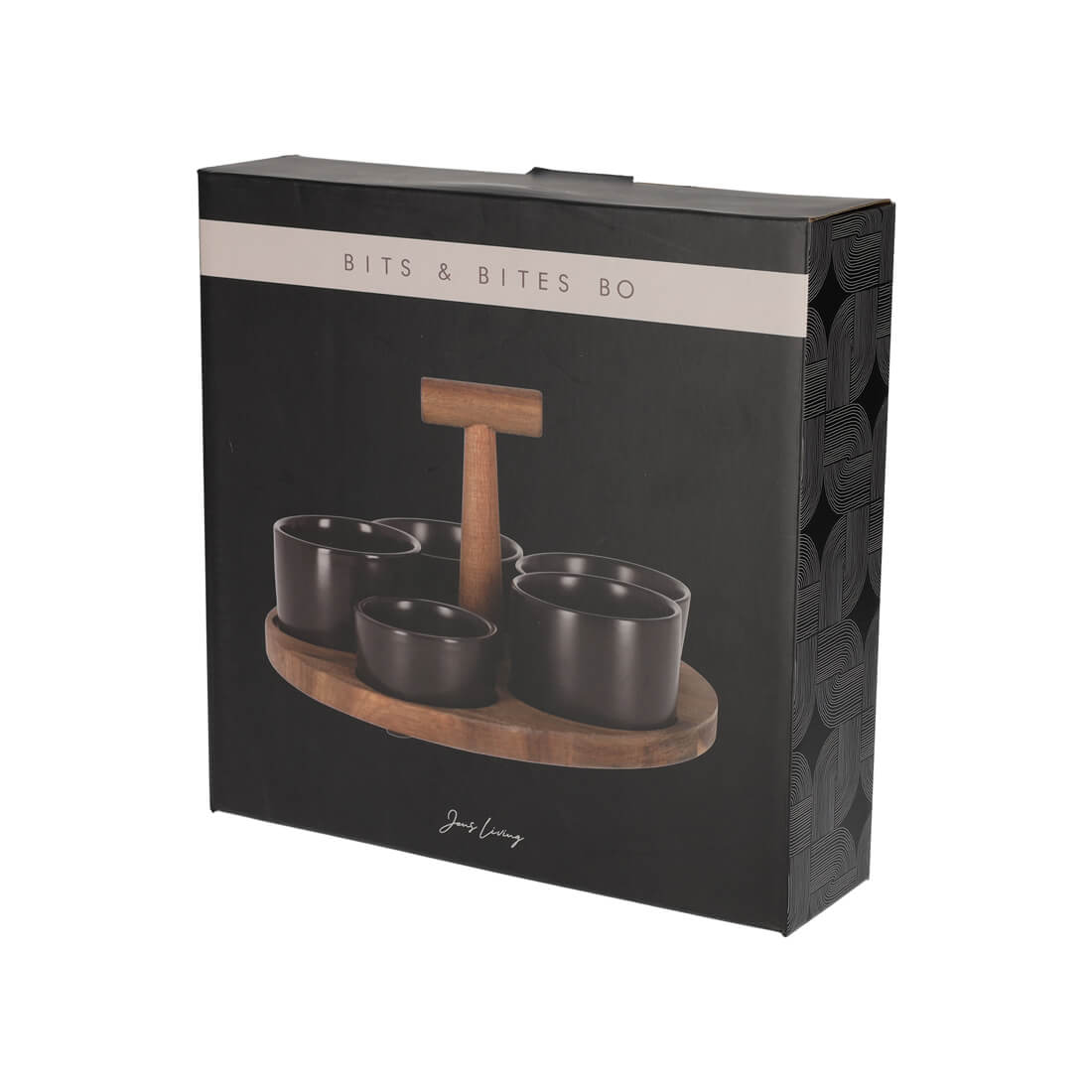 Verpackung des Bits&amp;Bites Servierschalenset in Schwarz mit Griff