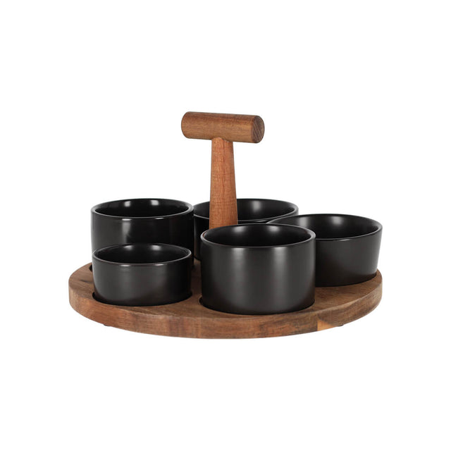 Bits&amp;Bites Servierschalenset in Schwarz mit Griff von der Seite