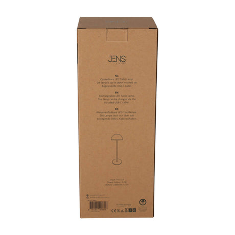 Rückseite der OVP der Jens Living LED Tischlampe in Grün