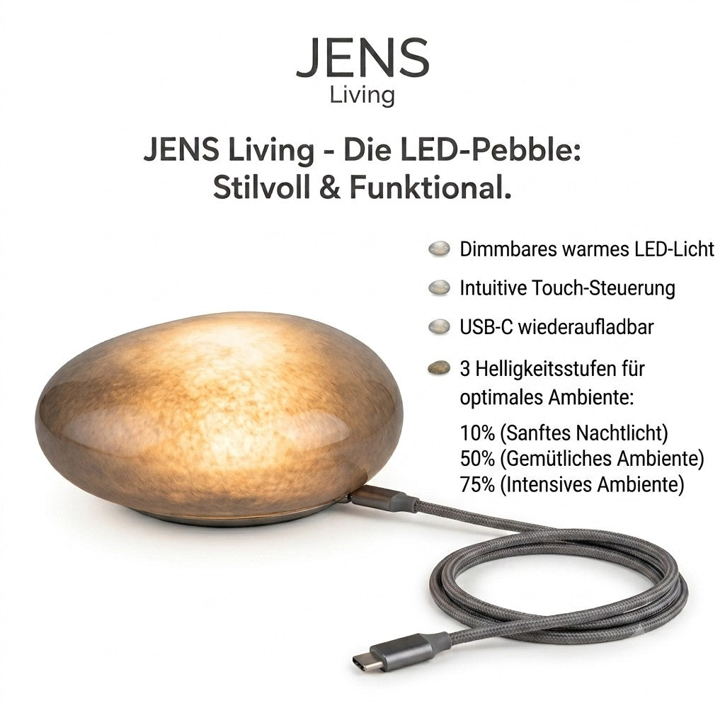 USPs der Jens Living Glas Steinlampe in beige