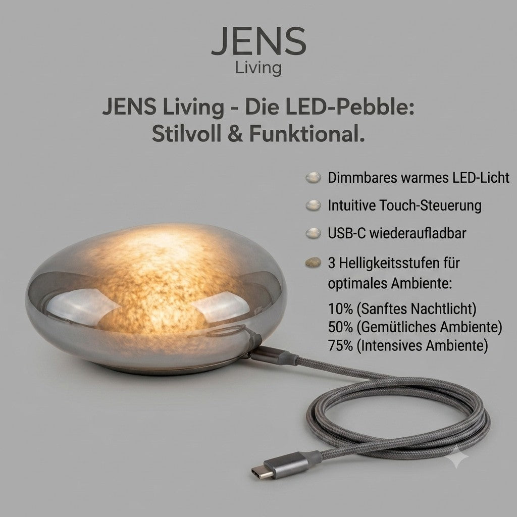 USPs der Jens Living Glas Steinlampe in grau
