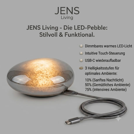 USPs der Jens Living Glas Steinlampe in grau