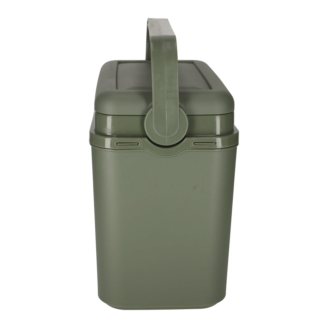 Seitenansicht der grünen Norländer Kühlbox mit Fokus auf die stabilen Scharniere und die Bauweise.