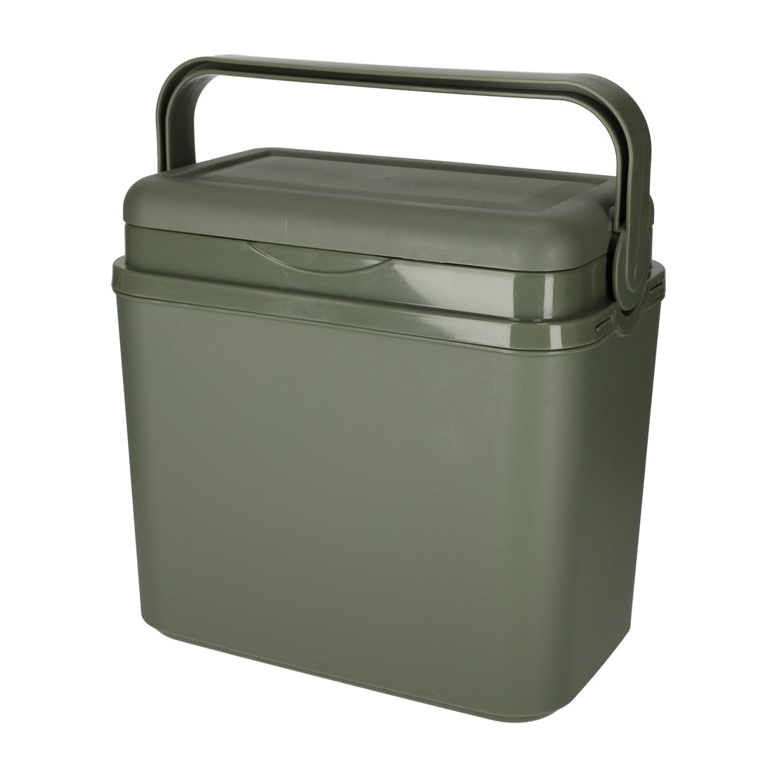 Die grüne Norländer Kühlbox in der Profilansicht – ideal für Outdoor-Aktivitäten und Camping.