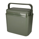 Die grüne Norländer Kühlbox in der Profilansicht – ideal für Outdoor-Aktivitäten und Camping.