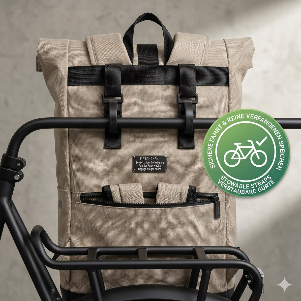 Norländer Rucksack Beige USP für Gepäckträgermontage