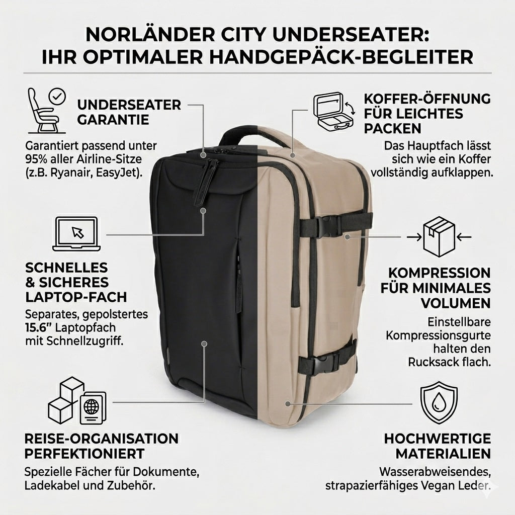 USPs des Norländer Vegan Leder Rucksacks