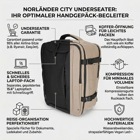 USPs des Norländer Vegan Leder Rucksacks
