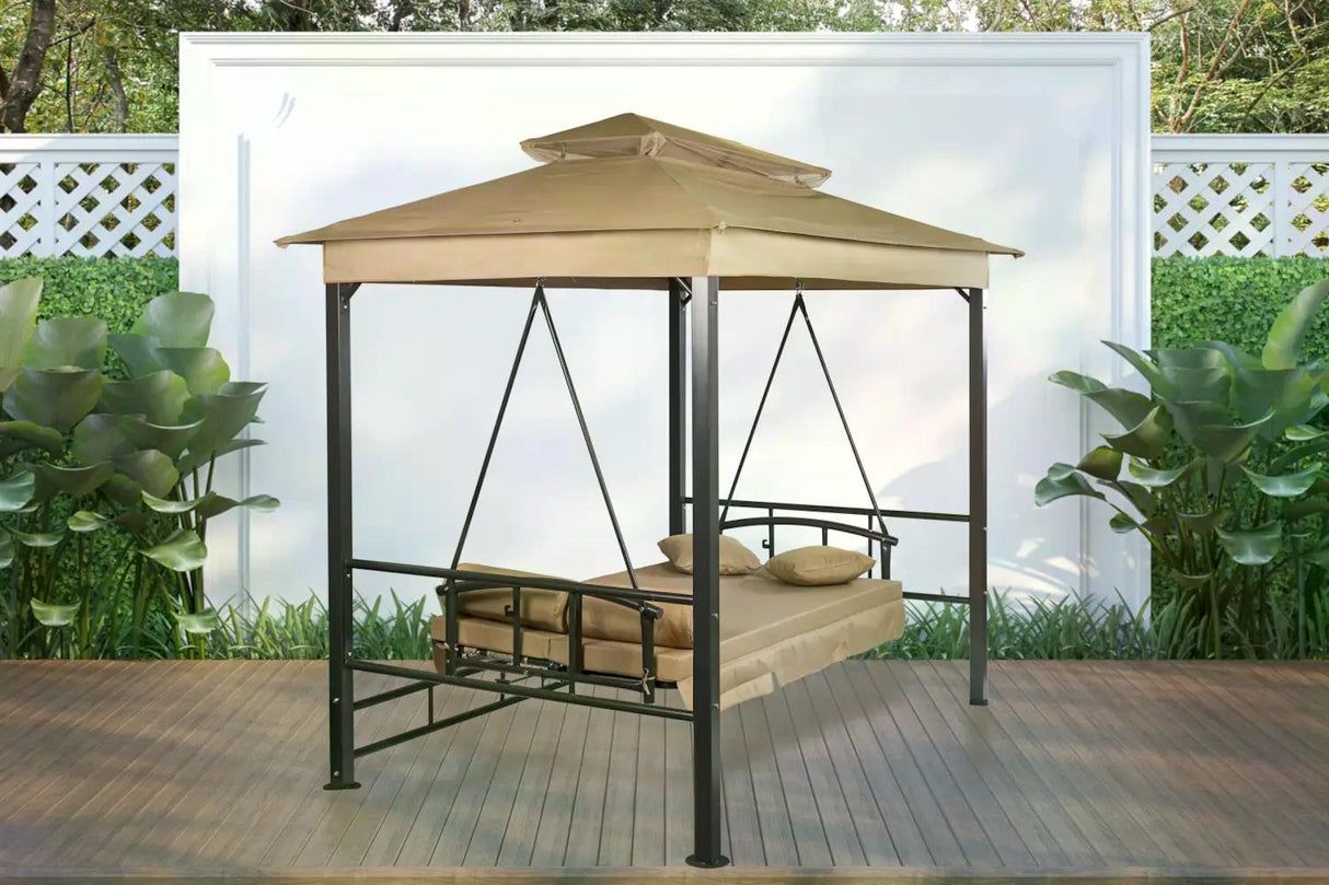 PureHaven Hollywoodschaukel Toskana – Gartenliege für 3 Personen, verstellbare Rückenlehne, inkl. Sitzauflage, wetterfest