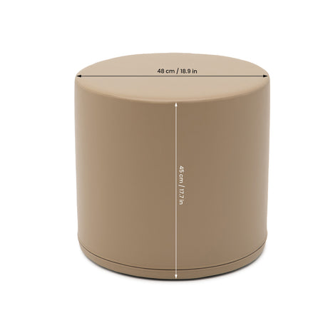 Runder Hocker in Beige mit 48 cm Durchmesser und 48 cm Höhe