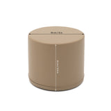 Runder Hocker in Beige mit abgerundeten Kanten und Maßen