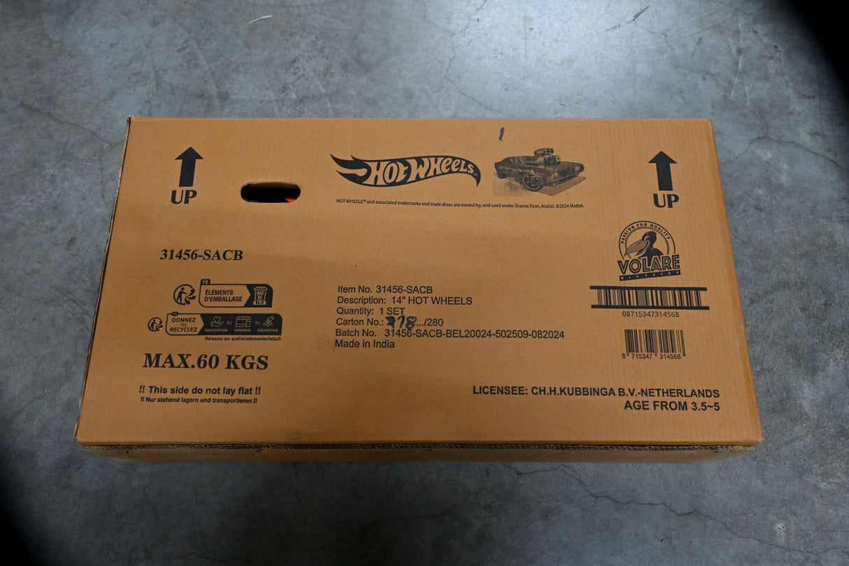 Volare Hot Wheels 14 Zoll Kinderfahrrad für Jungen - in Schwarz, Orange und Blau