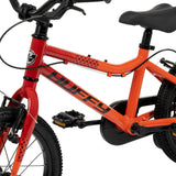 Kinderfahrrad in leuchtendem Orange mit stabilen Reifen und Pedalen