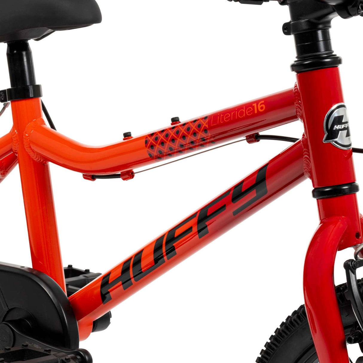 Rotes Kinderfahrrad mit markantem Rahmen und sportlichem Design
