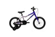 Kinderfahrrad in Lila und Schwarz mit Stützrädern und 16-Zoll-Rädern