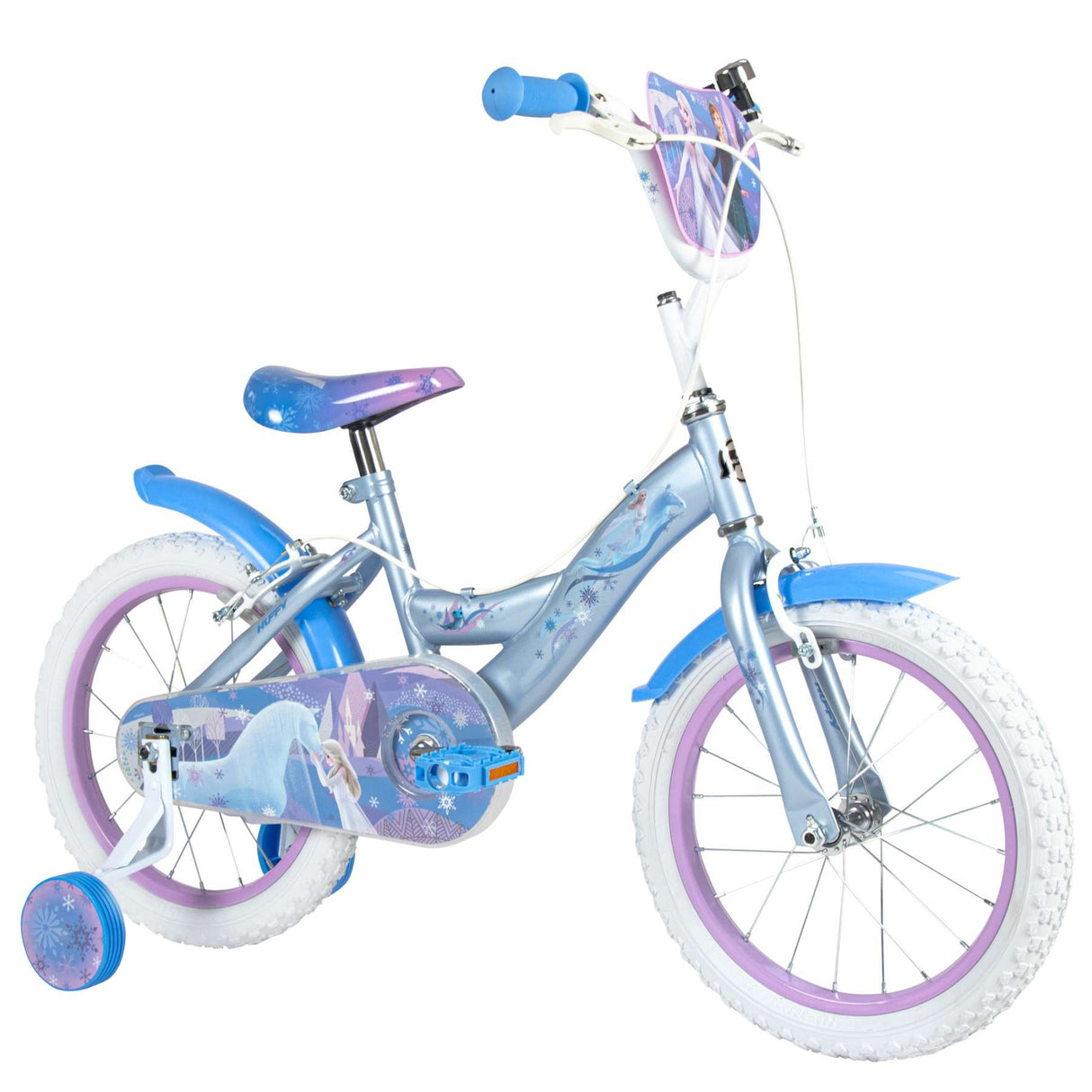 Volare Disney Die Eiskönigin 2 Kinderfahrrad 16 Zoll Blau-Lila mit Stützrädern und Handbremsen