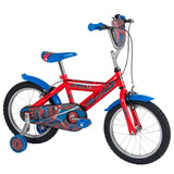 Volare Spider-Man Kinderfahrrad 16 Zoll Rot-Blau mit zwei Handbremsen und Stützrädern