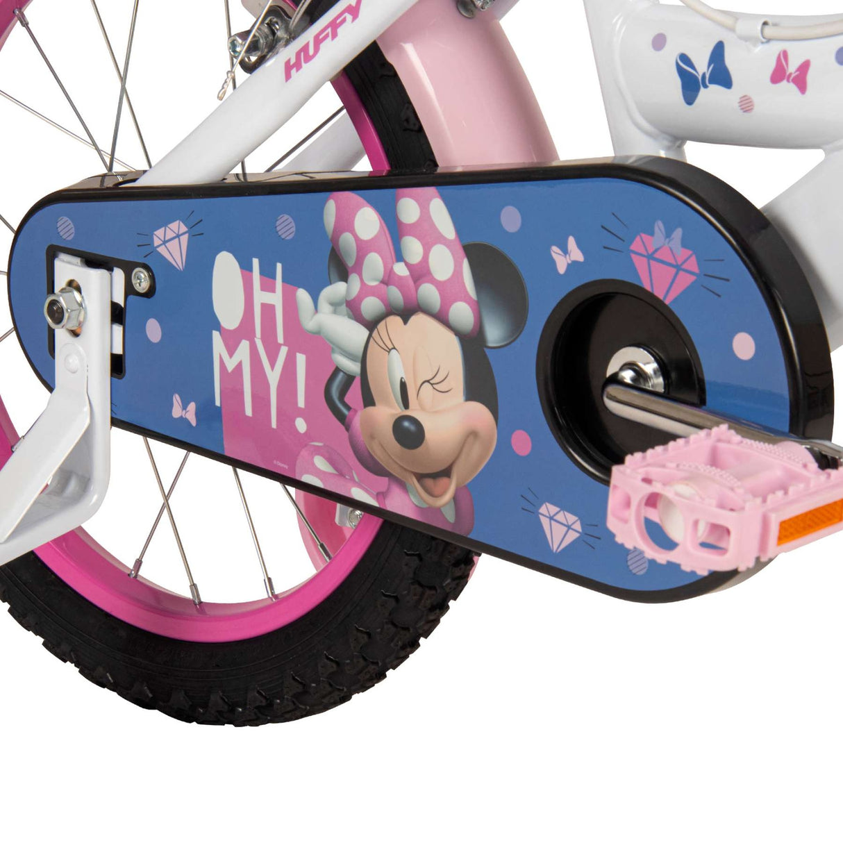 Volare Disney Minnie Kinderfahrrad 16 Zoll Weiß-Rosa mit zwei Handbremsen und Stützrädern