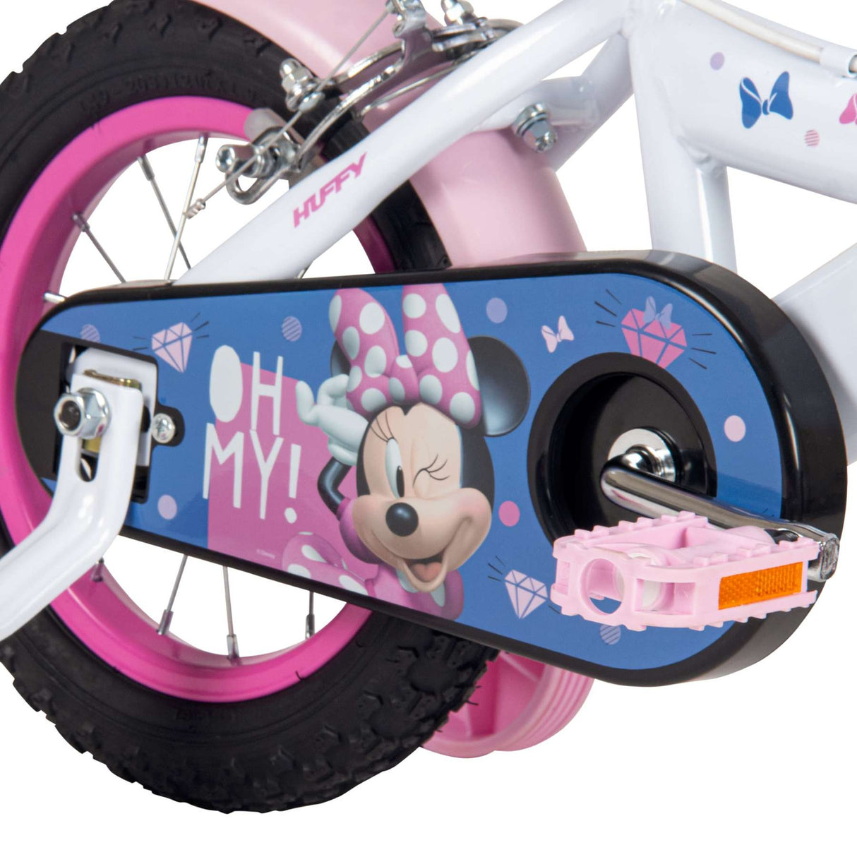 Volare Disney Minnie Mouse Kinderfahrrad 12 Zoll Weiß-Rosa mit Stützrädern