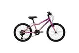 Kinderfahrrad in lila und pink mit 20-Zoll-Rädern und Mountainbike-Reifen