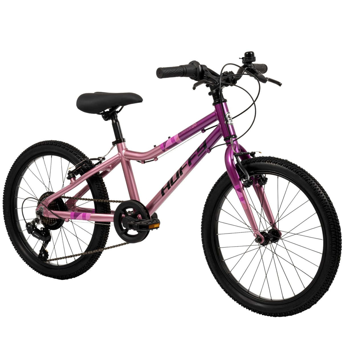 Kinderfahrrad in lila und pink mit stabilen Reifen und gepolsterter Sitzfläche