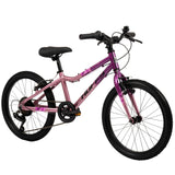Kinderfahrrad in lila und pink mit stabilen Reifen und gepolsterter Sitzfläche