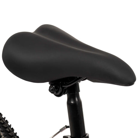 Schwarzer Fahrradsattel mit gepolsterter Oberfläche und verstellbarem Gestell