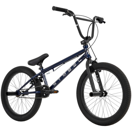 BMX-Fahrrad mit schwarzem Rahmen und dicken Reifen, für Tricks geeignet