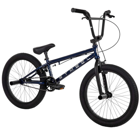 BMX-Fahrrad mit schwarzem Rahmen und dicken Reifen, ideal für Tricks