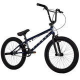 BMX-Fahrrad in Dunkelblau mit breiten Reifen und gepolstertem Sattel