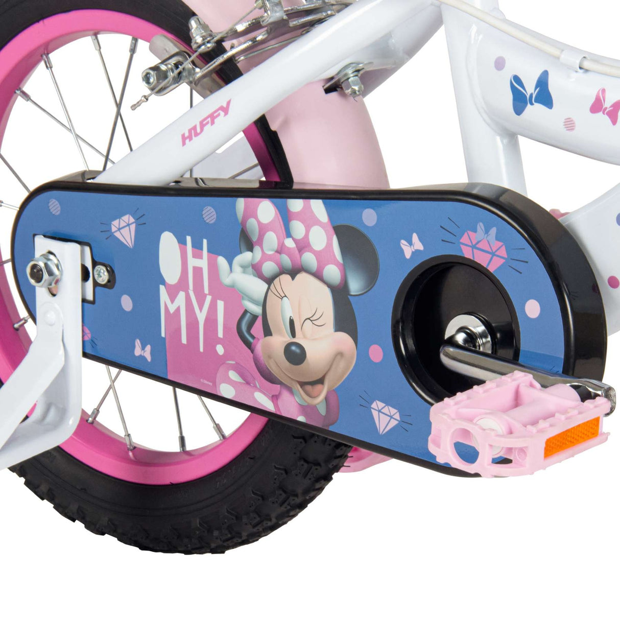 Volare Disney Minnie Mouse Kinderfahrrad 14 Zoll Weiß-Rosa mit Handbremsen