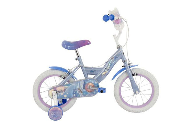 Kinderfahrrad in Blau mit weißen Reifen und Einhorn-Motiv