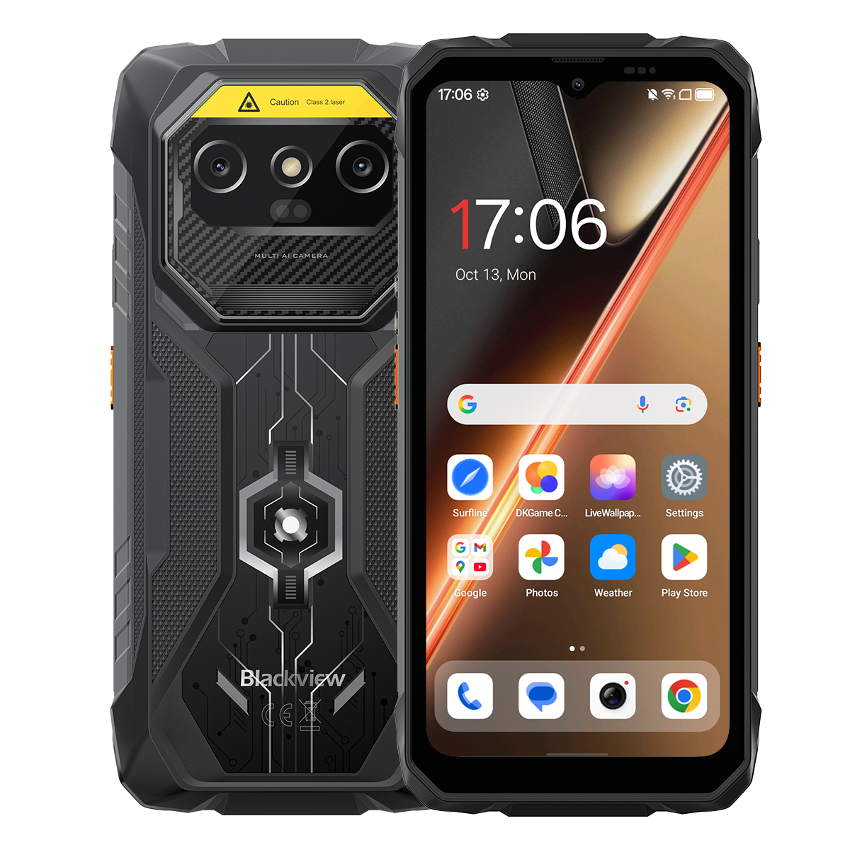 Blackview Rock 1 Pro Outdoor Smartphone, Vorder- und Rückseite, Schwarz