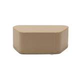 Beige, ovale Sitzbank aus Kunstleder mit abgerundeten Kanten
