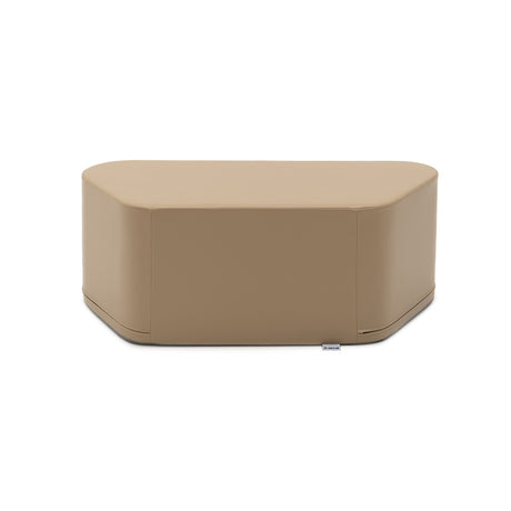 Beige, ovale Sitzbank aus Kunstleder mit abgerundeten Kanten