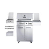 Edelstahl Gasgrill ALL'GRILL ALLROUNDER "M" 17,2 kW, 3 Brenner, 1 Seitenkocher, Backburner, 132 x 65 x 118 cm