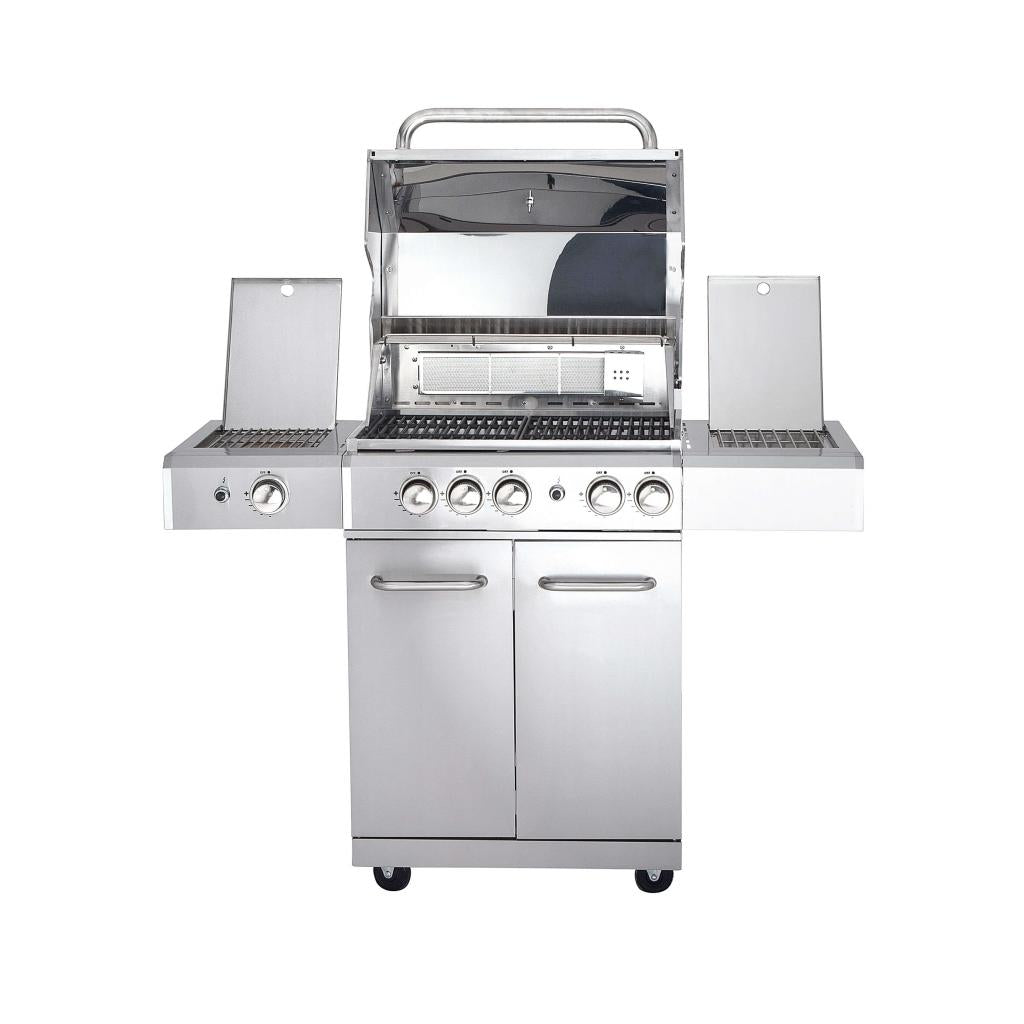 Edelstahl Gasgrill ALL'GRILL ALLROUNDER "M" 17,2 kW, 3 Brenner, 1 Seitenkocher, Backburner, 132 x 65 x 118 cm