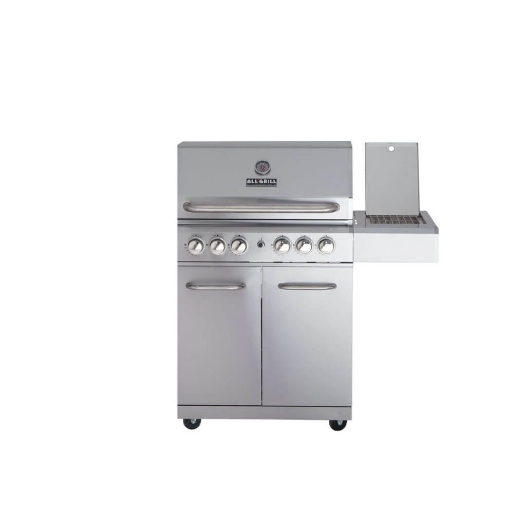 Hochwertiger Edelstahl Gasgrill ALL'GRILL ALLROUNDER "L" 4 Brenner 20,7 kW mit Seitenkocher und Backburner - 142 x 65 x 118 cm