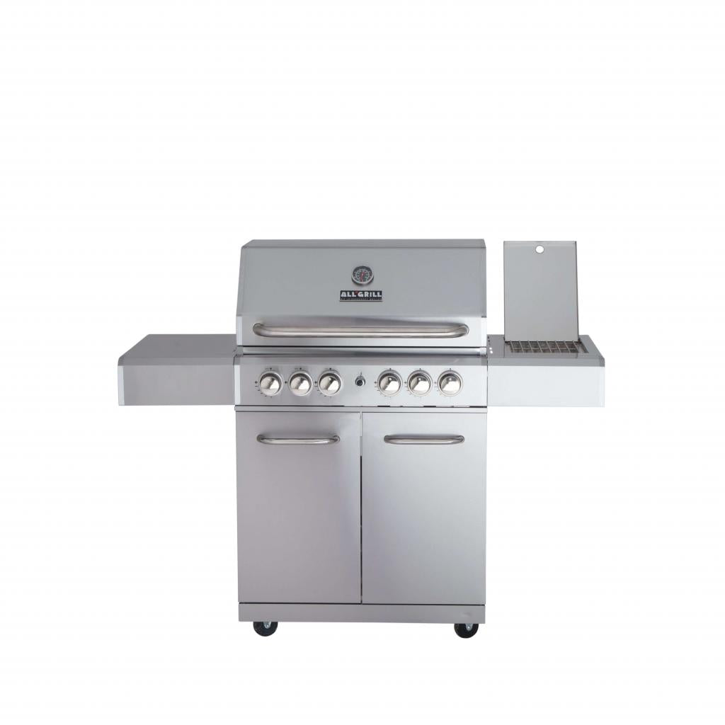 Hochwertiger Edelstahl Gasgrill ALL'GRILL ALLROUNDER "L" 4 Brenner 20,7 kW mit Seitenkocher und Backburner - 142 x 65 x 118 cm