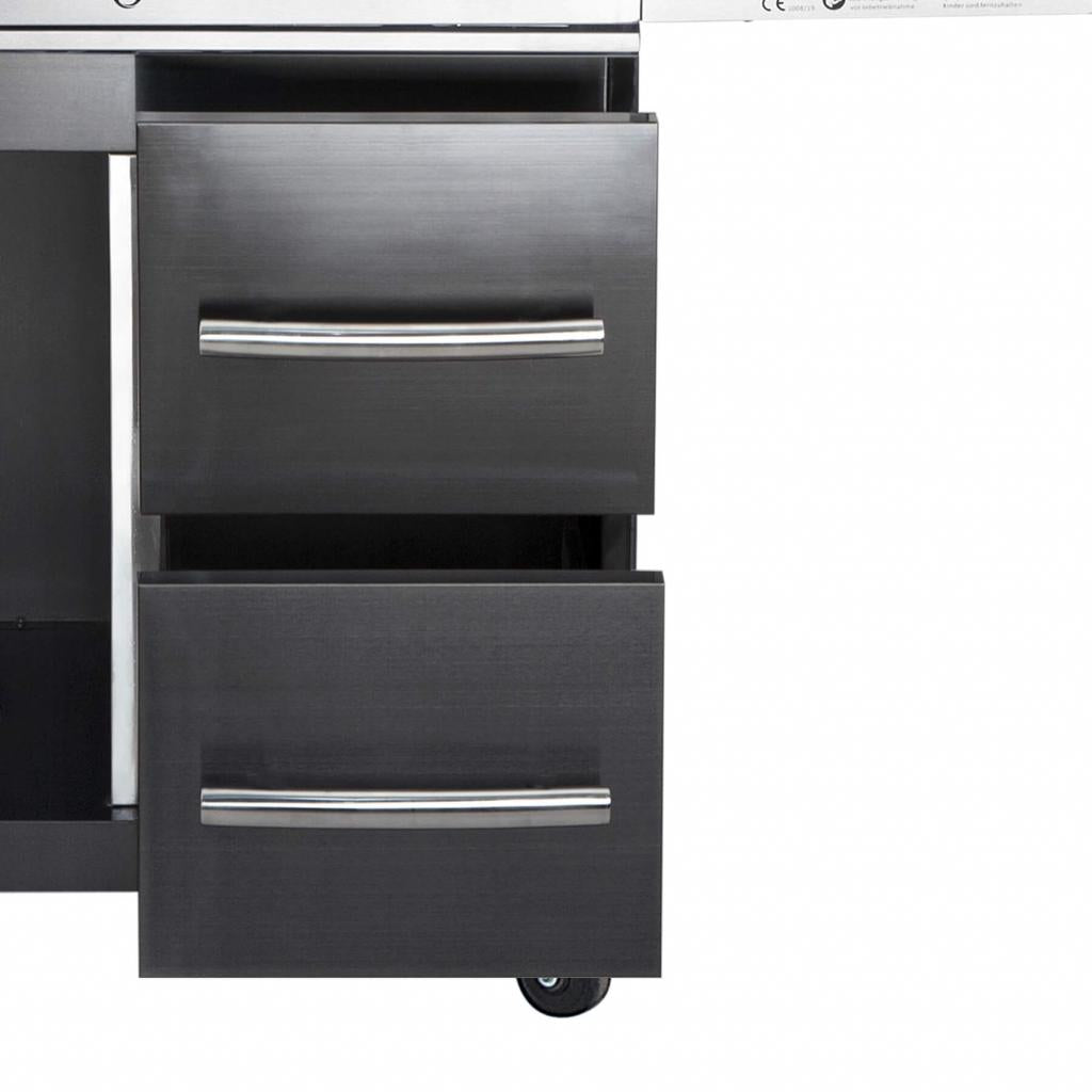 ALL'GRILL Schubladen-System für Modular CHEF XL -black-: 2 Schubfächer 49,5 x 28,5 x 48 cm inkl. Griff und Soft Close